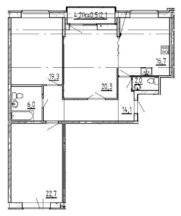 Трёхкомнатная квартира в ЖК Эталон на Неве